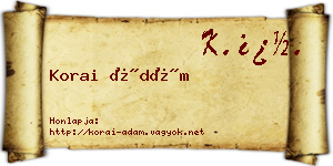 Korai Ádám névjegykártya